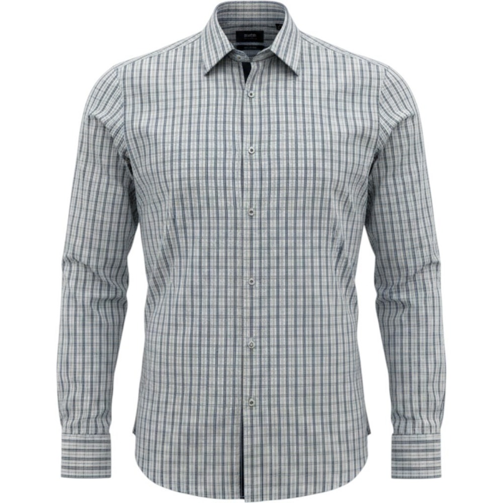 Hugo Boss Obert Regular Fit Men L Blue White Plaid Long Sleeve Button Down Shirt